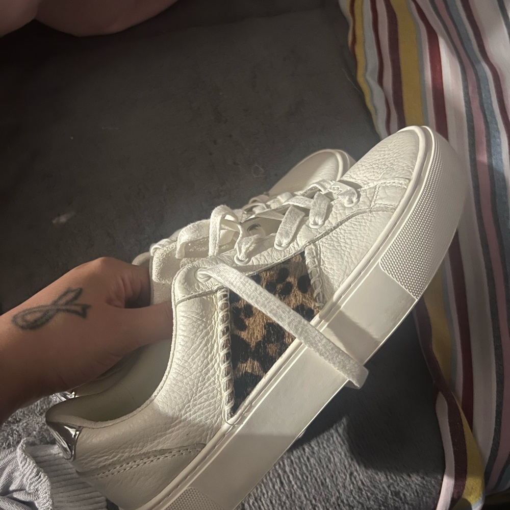 Leopard UGG White Sneakers 6.5 but fits 7